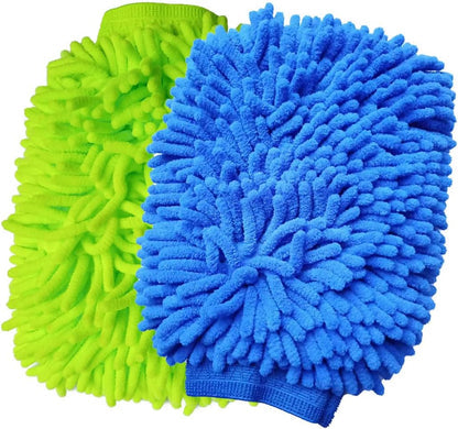 Motriva Car Wash Mitts - 3 Pack, Microfiber Chenille, Scratch Free, Random Color