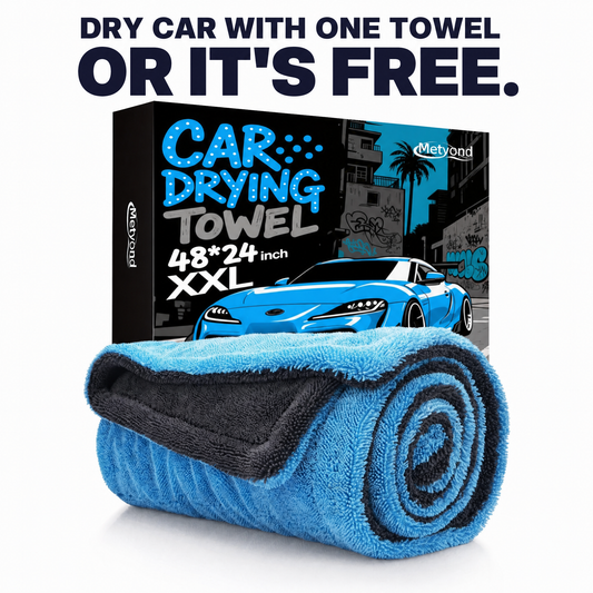 Motivra Ultra-Dry Microfiber Car Towel 2.0 - 48”x24”, Dual Sided Microfiber, 1400GSM